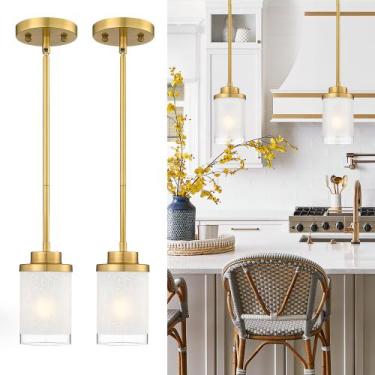Imagem de Luminária pendente TENGXIN Modern Brushed Gold para cozinha, pacote co