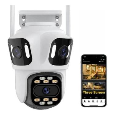 Imagem de Câmera De Segurança Smart Wi-fi Ip Externa Tripla Lente Prova D' Agua 