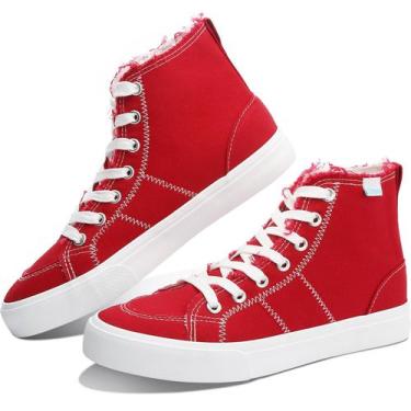 Imagem de Tênis Obtaom Play Mid Fashion High Top, lona, vermelho, feminino