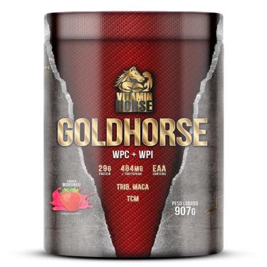 Imagem de VITAMIN HORSE WHEY PROTEIN NEW GOLDHORSE WPC + WPI MORANGO 907g-Unissex