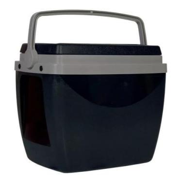 Imagem de Caixa Térmica Cooler 34 Litros 50 Latas Praia Piscina Lazer Jardim Camping Porta Copo Resistente(Branco/Azul)