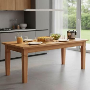 Imagem de Mesa de Jantar 2M Retangular de Madeira Maciça – Acabamento Envernizado