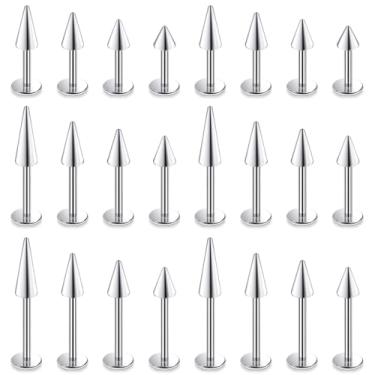 Imagem de Xnsjeyy 20G 18G 16G Joia de mordida de cobra spike brincos de costas planas brincos de nariz aço cirúrgico tragus para frente hélice concha cartilagem lóbulo brinco medusa labret monroe piercing de