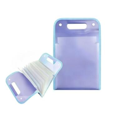 Imagem de Pasta Sanfonada Para Documento Com 13 Divisórias Pasta Prancheta A4 Alça Transporte Pasta Organizadora Escritório Escolar(Azul)