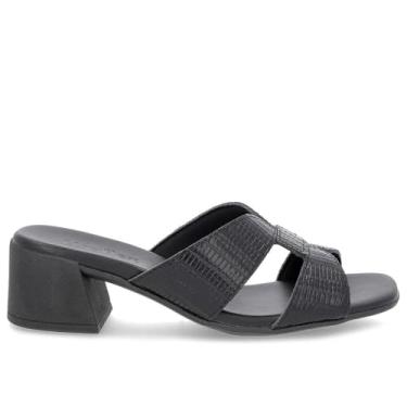 Imagem de Tamanco Usaflex Salto Bloco Couro Ref Al20007 Preto 039