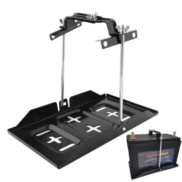 Imagem de THEPRO Kit de bandeja de retenção de bateria, suporte de bateria de armazenamento de aço resistente à corrosão, braçadeira ajustável para carro, barco, fuzileiro naval (parafuso de 23 cm com bandeja