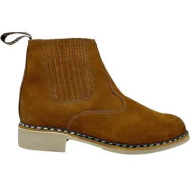 Imagem de Botina Vira Francesa Passeio Trabalho Costurada a Mão em Couro Elástico Coberto Bico Redondo Oliveira 04 (CASTOR, PADRÃO, BR, Adulto, Numérico, 41)