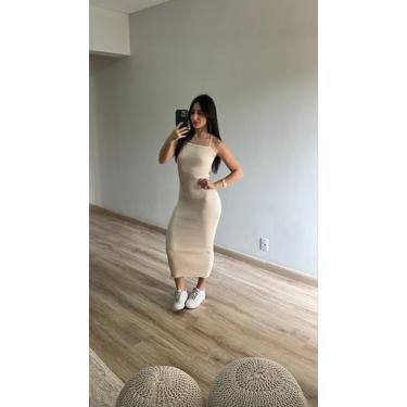 Imagem de Vestido Longo Canelado Transpassado Costas Tricot Verão - Calu Tricot,