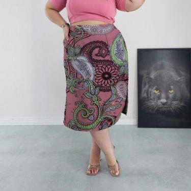 Imagem de Saia Midi Cintura Alta com Bolsos e Aberturas Laterais Forrada Diversa