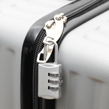 Imagem de Cadeado de liga de zinco redefinível de 3 dígitos com senha para uso ao ar livre, mala grande, combinação de fechaduras de metal, prata