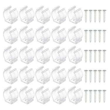 Imagem de T5 Suporte de clipes U para suporte de montagem de lâmpada de LED, suporte de tubo fluorescente de plástico com parafusos, pacote transparente com 25