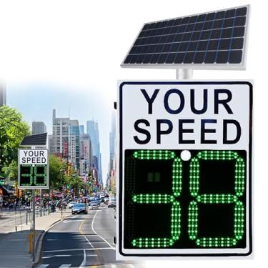 Imagem de Sinais de velocidade de radar de LED solar 80W, sinais de velocidade de radar, detector de limite de velocidade de segurança na estrada, indicador de limite de velocidade intermitente, painel de aviso