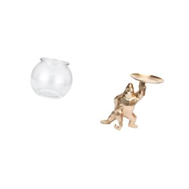 Imagem de Fenteer Escultura de Aquário Transparente com Bandeja de Servir, Ornamento de Resina Transparente para Quarto, Sala de Estar, Mesa, Decoração de Casa, Coleçõe