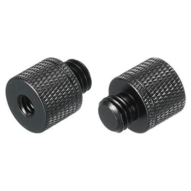 Imagem de Adaptador de suporte de microfone 1/4 fêmea x M10 macho adaptador de rosca para microfone tripé preto, pacote com 2