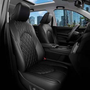 Imagem de FEINEPRO Conjunto completo de capas de assento Grand Highlander, ajuste personalizado 1:1 para Toyota Grand Highlander 2024 2025 8 lugares, 2ª fileira 40/60 Split Bench Protetores de assento de couro