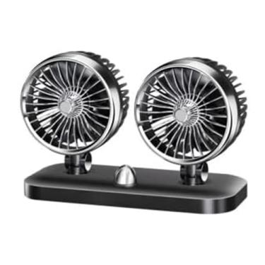 Imagem de Riloer Ventilador de viagem portátil para carro, ventilador de carro de cabeça dupla de vento grande de 12 V, ventilador de resfriamento elétrico de fluxo de ar de 2 velocidades com clipe, aromatizador criativo de ventilador de cabeça dupla, 24 V