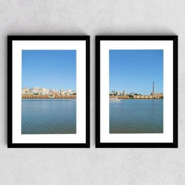 Imagem de Kit 2 Quadros Decoração Porto Alegre Cidade Lembrança Rs Grêmio Inter Moldura