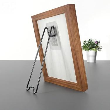 Imagem de 1 peça suporte de cavalete autoadesivo design multi-slot dobrável metal porta-retrato base pedestal (preto médio-18 cm)