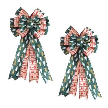 Imagem de Egolot 2 peças de laço grande de Natal de 50 cm para coroas de topo de árvore, laço gigante de Natal vermelho e verde para decoração interna e externa, arco de guirlanda de Natal