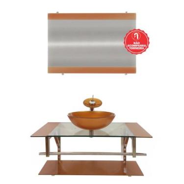 Imagem de Gabinete de Vidro 90cm para Banheiro Itália - EKASA, Dourado Real