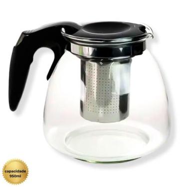 Imagem de Chaleira Bule de Vidro Transparente com Infusor Inox 950ml com Tampa p