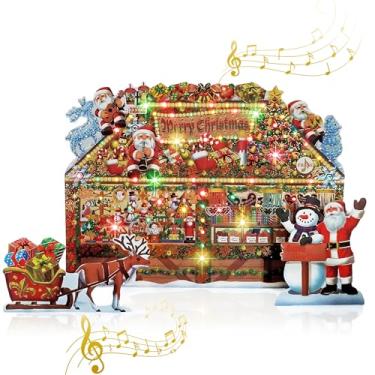 Imagem de Miss Girlie Girl Luzes iluminadas de loja de presentes de Natal e cartão pop up de música reproduz 6 melodias de Natal com luzes piscando combinando, além de bateria substituível (1 cartão com