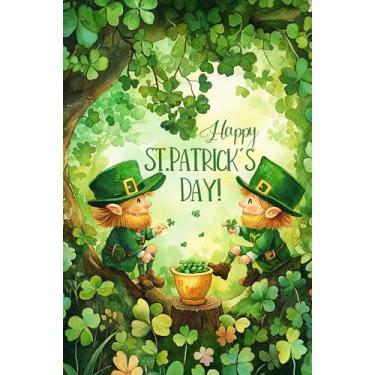 Imagem de Texupday Feliz Dia de São Patrício Trevo Leprechaun Decoração Primavera Vertical Jardim Bandeira Rústica Feriado Exterior Quintal Banner 30,5 cm x 45,7 cm (Bandeira de Casa (71 cm x 101 cm))
