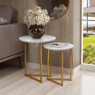 Imagem de Mesinha Redonda Jogo Jade Pé De Ferro Estilo Industrial