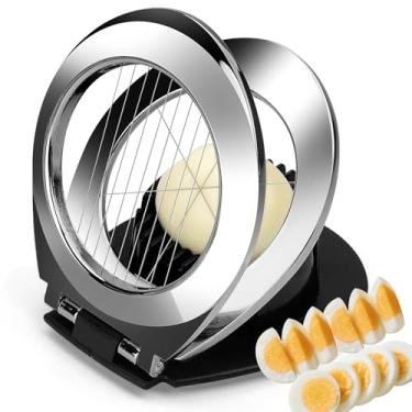 Imagem de Cortador de ovos, cortador de ovos BIBURY para ovos cozidos, cortador de ovo resistente para ovo morango cogumelo fruta macia, fio de aço inoxidável com 3 estilos de fatiar, fácil de limpar
