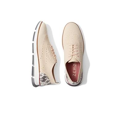 Imagem de Cole Haan Tênis Oxford feminino 4.Zerogrand Stitchlite, Oat Knit/Naga Snake Heel Overlay/Novo clipe de salto rosa, 5.5-B US