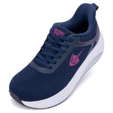 Imagem de IIV Tênis feminino de caminhada com bico largo com suporte de arco ortopédico para fascite plantar para alívio da dor, Rosebluered, 7.5 Wide