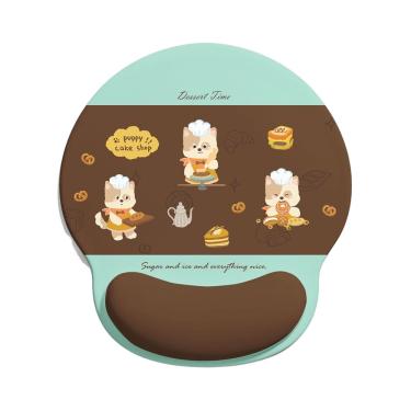 Imagem de Mouse pad de suporte de pulso Cute Puppy Cake Shop Design