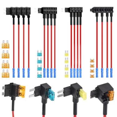 Imagem de Pacote com 16 4 tipos 12V adaptador de torneira fusível para carro, mini micro2 padrão e torneiras de baixo perfil para carros, caminhões, barcos