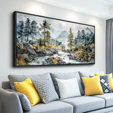 Imagem de PHAOHUAXM Arte de parede grande para decoração de parede de quarto para sala de estar, escritório, decoração de casa, rebileto, pintura, árvore, floresta, paisagem, aquarela, tela, imagens prontas