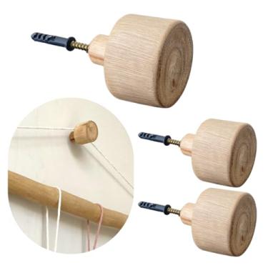 Imagem de Kit 3 Cabideiros de Parede Gancho Parafuso e Bucha Madeira Rústico para Organização