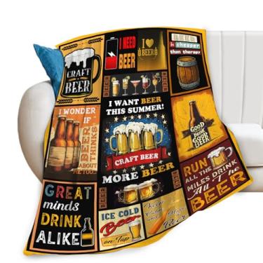 Imagem de Cobertor de cerveja para homens, cobertor de flanela de cerveja de trigo, cobertores macios de lã aconchegante, presente para mulheres e homens, sofá-cama 127 x 101 cm