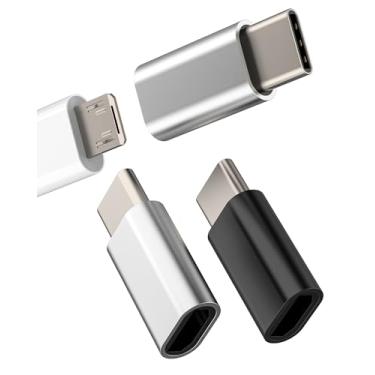 Imagem de Adaptador USB C macho para micro USB fêmea (pacote com 3) para iPad, conversor de cabo Android, carregador tipo C para iPhone 16 15 Pro MAX para Apple compatível com Samsung Tablet Thunderbolt