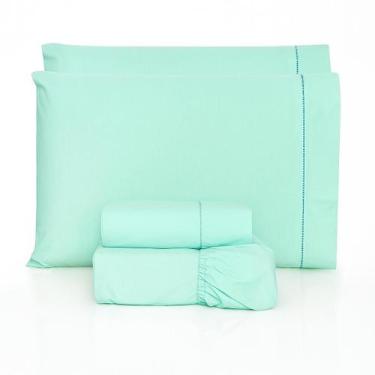 Imagem de Jogo de lençol casal queen box completo 4 peças 100% algodão 200 fios 