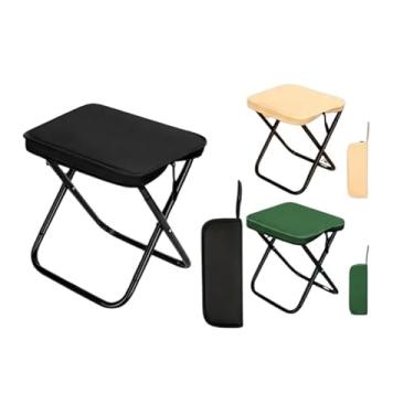 Imagem de Banco Banquinho cadeira Dobravel P/Camping Praia E Pesca-Banco portátil resistente metal-banqueta Dobrável Acampamento(Preto)