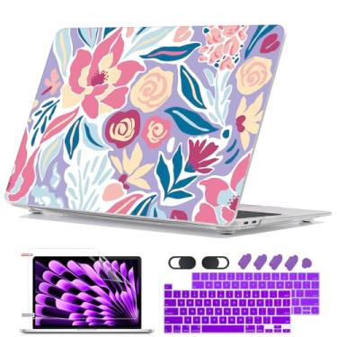 Imagem de Seanai Compatível com 2025 2024 M2 MacBook Pro 13 polegadas 2023-2016 M1 A2338 A2289 A2251 A2159 A1989 A1706, capa rígida de plástico padrão e capa de teclado para Mac Pro 13 Touch Bar, Lavender Dew