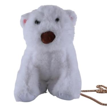 Imagem de Bolsa tiracolo Western Highlands para cães, bolsa de ombro para cães, bolsa mensageiro, bolsa de pelúcia de animais fofos com zíper para meninas e mulheres (branca)