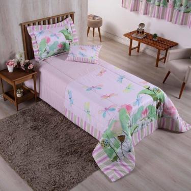 Imagem de Kit Edredom Juvenil Solteiro 04 Peças Estampado 300 Fios - Libé - 100% Poliéster