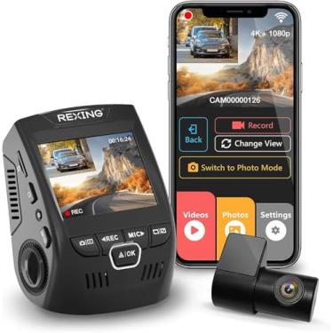Imagem de Rexing V1P 4K Dual Channel Dash Cam 4K + 1080p com Wi-Fi LCD de 2,4 polegadas | Grande angular de 170° | Gravador de câmera do painel com câmera traseira | Supercapacitor | G-Sensor | WDR | Gravação