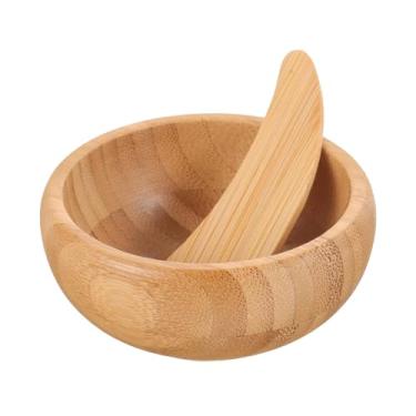 Imagem de MotiveTech Tigela de Bambu Reutilizável para Uso Doméstico, Kit de Salão de Beleza Faça Você Mesma com Colher, Utensílios para Misturar Ingredientes.