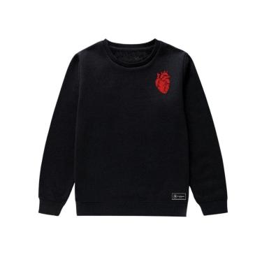 Imagem de Blusão Moletom Infantil Coração Personalizado sem Capuz gola Redonda-Unissex