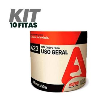 Imagem de Kit com 10 fitas crepe 423 48x50 uso geral tapefix adere