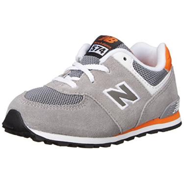 Imagem de Tênis New Balance infantil 574 V1 Core com cadarço, Grey/Orange, 3 Little Kid