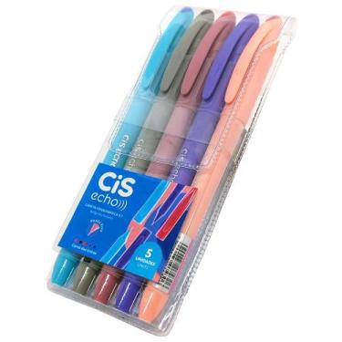 Imagem de Estojo Caneta Esferográfica 0.7mm CiS ECHO - 5 Cores