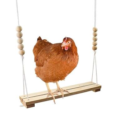 Imagem de Balanço de galinha – Brinquedos seguros de madeira natural, suprimentos para pássaros de animais de estimação para quintal, fazenda, selva, habitat, iniciante em casa