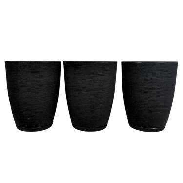 Imagem de Decoração Sala: Kit 3 Vasos Coluna Bojo Escovado - Vaso Decorativo para Planta Flor, Enfeites Decorativos Jardim (Preto)